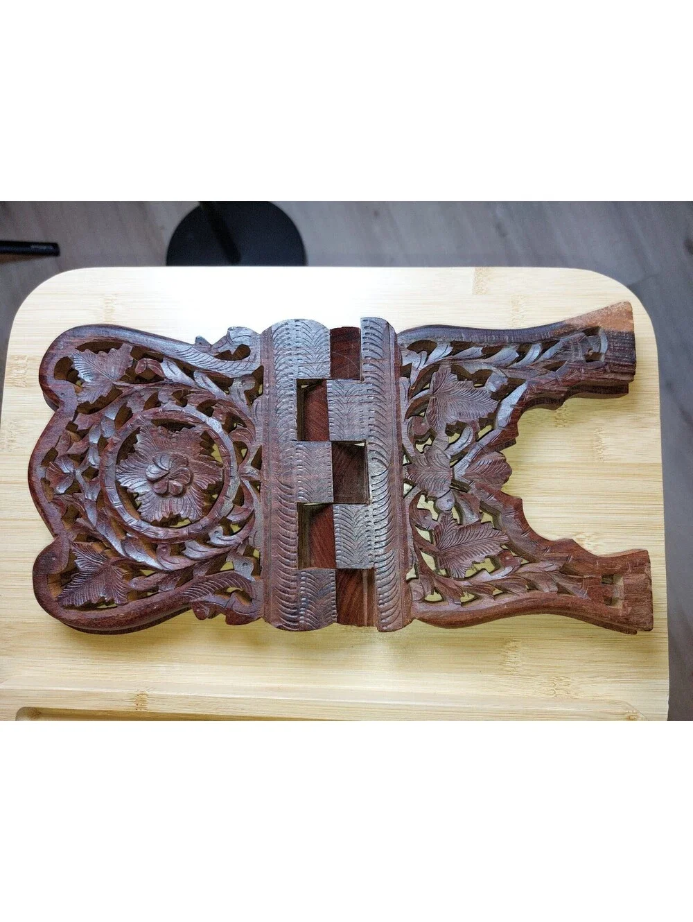 Hand Carved wooden Bible holder India